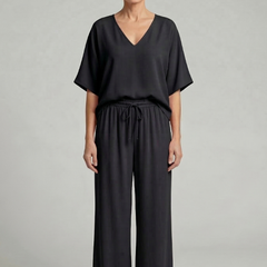 Womens Two-Piece Set with Top and Wide-Leg Chiffon Trousers 6