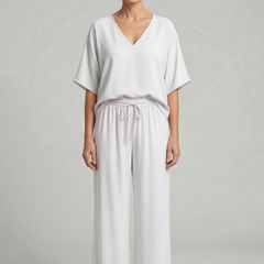 Womens Two-Piece Set with Top and Wide-Leg Chiffon Trousers 5