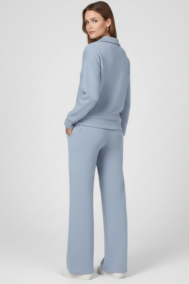 Womens Two-Piece Set with V-Neck Top and Drawstring Trousers 3