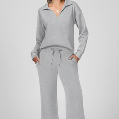 Womens Two-Piece Set with V-Neck Top and Drawstring Trousers 8