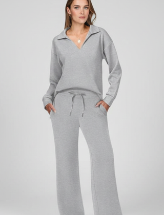 Womens Two-Piece Set with V-Neck Top and Drawstring Trousers 8