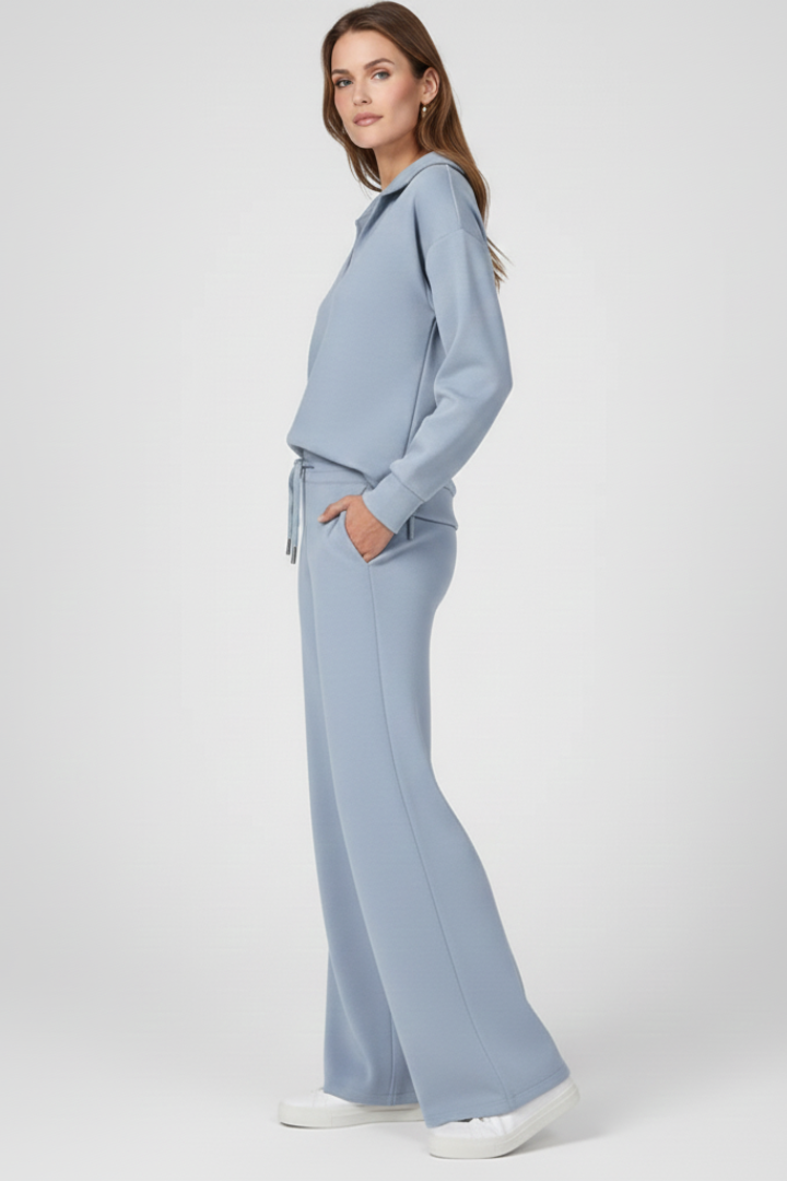 Womens Two-Piece Set with V-Neck Top and Drawstring Trousers 4