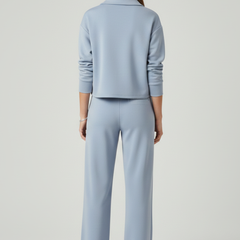 Womens Two-Piece Set with V-Neck Top and Wide-Leg Pants 5