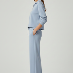 Womens Two-Piece Set with V-Neck Top and Wide-Leg Pants 4