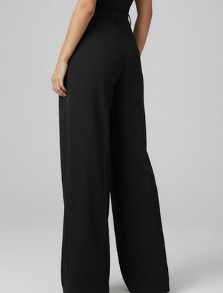 Womens Wide Leg Trousers with Pleated Waist and High Rise 5