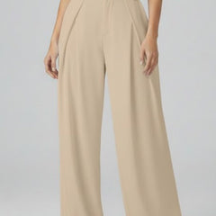 Womens Wide Leg Trousers with Pleated Waist and High Rise 6