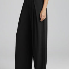 Womens Wide Leg Trousers with Pleated Waist and High Rise 4