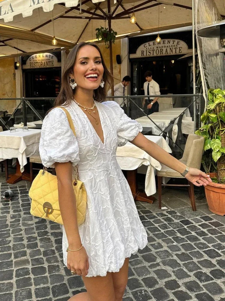 Women's Airy Cotton Summer Dress | Elegant White Maxi Dress with Embroidered Ruffles 0