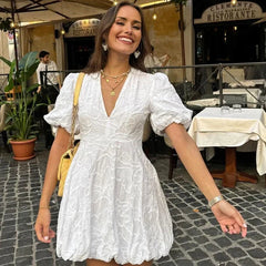 Women's Airy Cotton Summer Dress | Elegant White Maxi Dress with Embroidered Ruffles 2