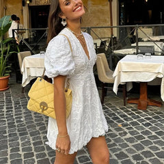 Women's Airy Cotton Summer Dress | Elegant White Maxi Dress with Embroidered Ruffles 3