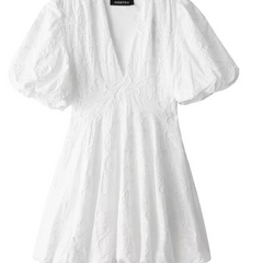 Women's Airy Cotton Summer Dress | Elegant White Maxi Dress with Embroidered Ruffles 4