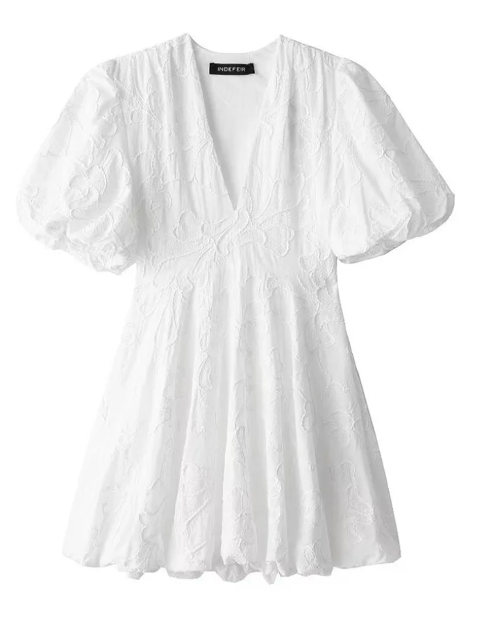 Women's Airy Cotton Summer Dress | Elegant White Maxi Dress with Embroidered Ruffles 4