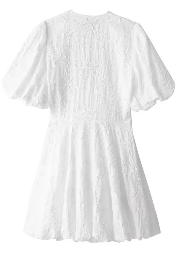 Women's Airy Cotton Summer Dress | Elegant White Maxi Dress with Embroidered Ruffles 5
