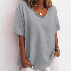 Women's Airy Cotton T-Shirt | Relaxed Fit Casual Top | Comfortable Summer Tee 1