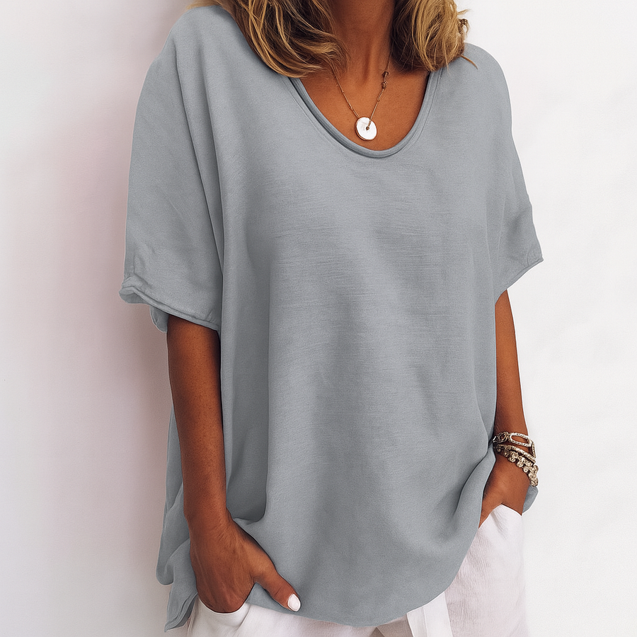 Women's Airy Cotton T-Shirt | Relaxed Fit Casual Top | Comfortable Summer Tee 1