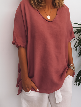 Women's Airy Cotton T-Shirt | Relaxed Fit Casual Top | Comfortable Summer Tee 2