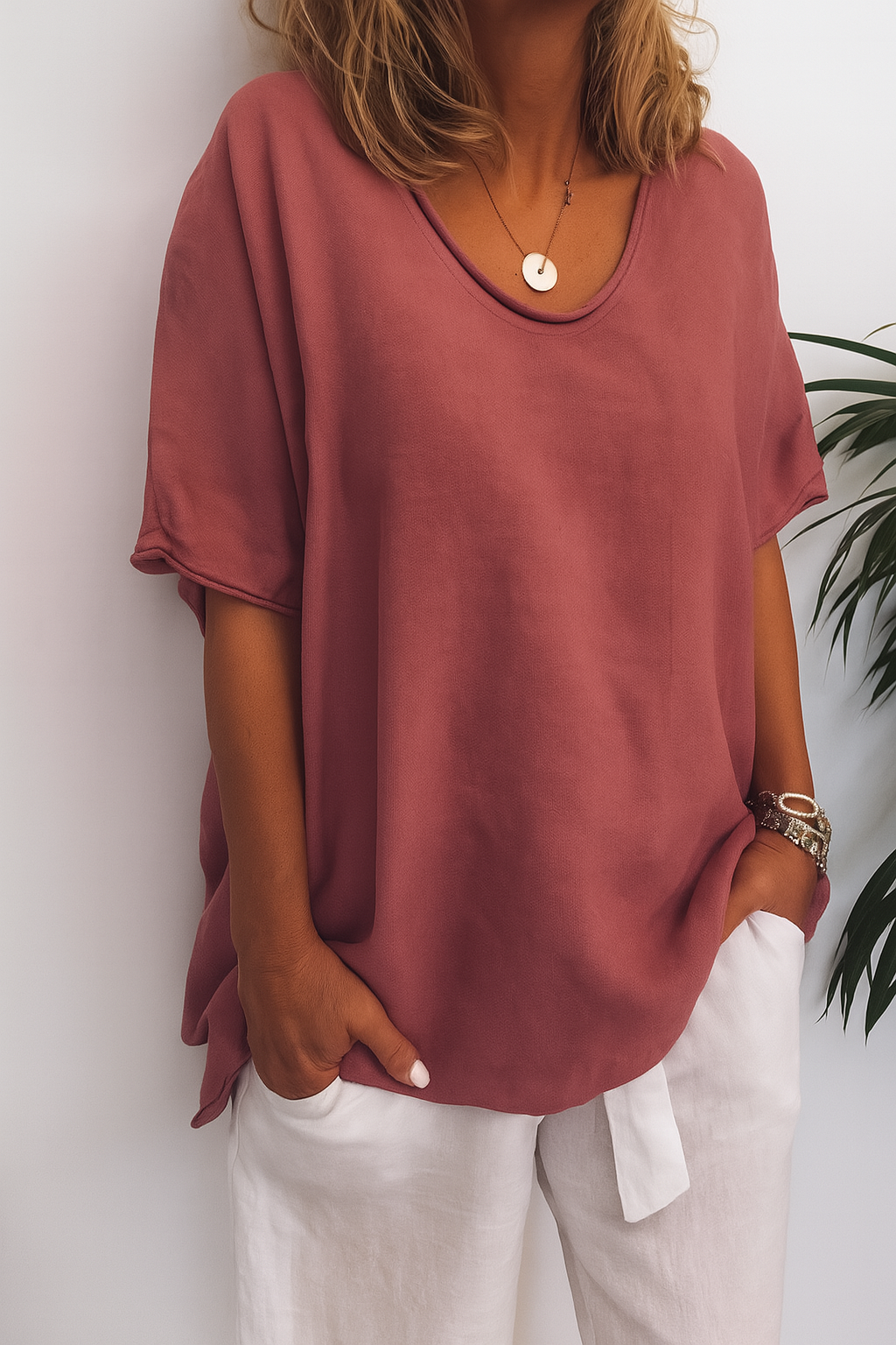 Women's Airy Cotton T-Shirt | Relaxed Fit Casual Top | Comfortable Summer Tee 2