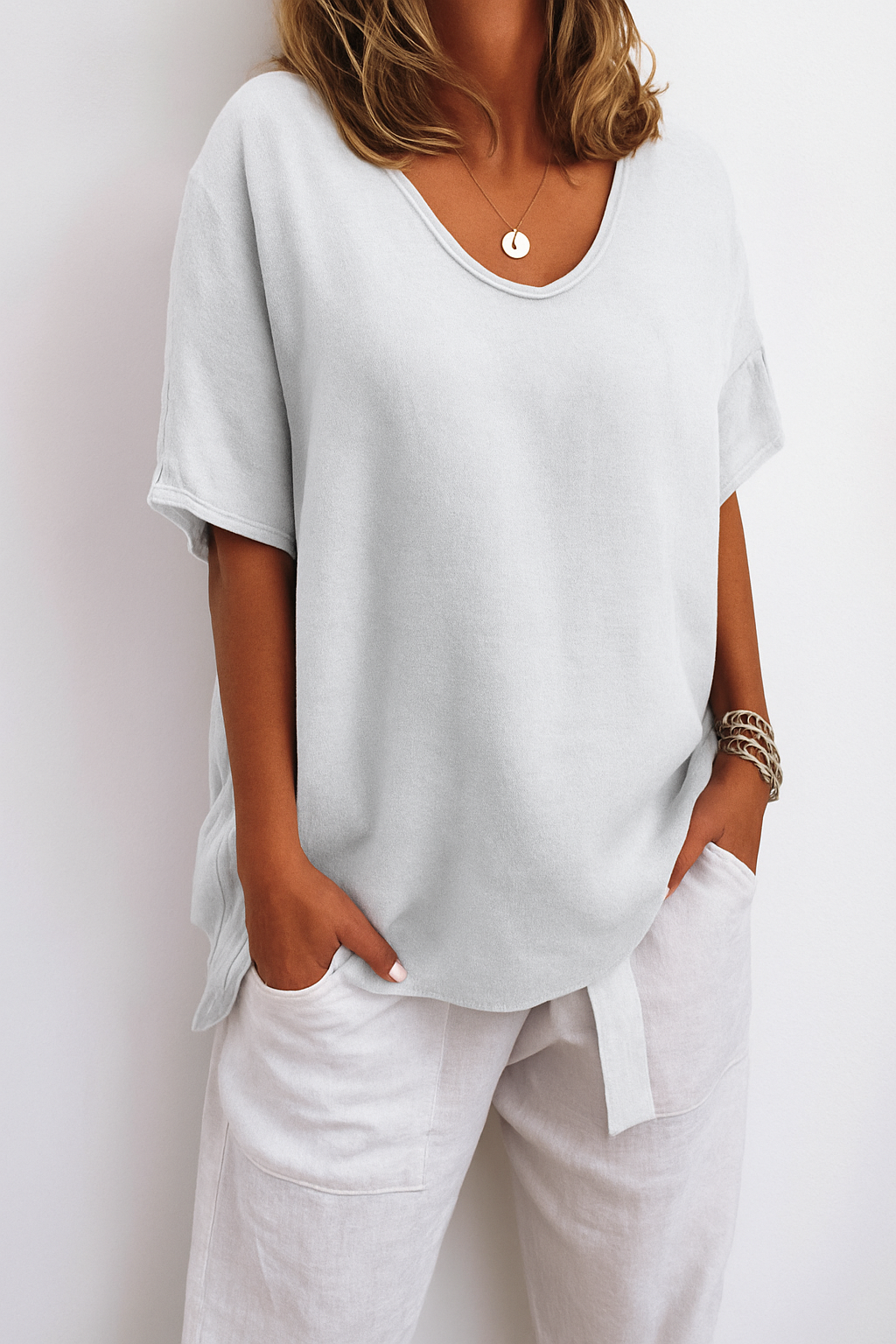 Women's Airy Cotton T-Shirt | Relaxed Fit Casual Top | Comfortable Summer Tee 4