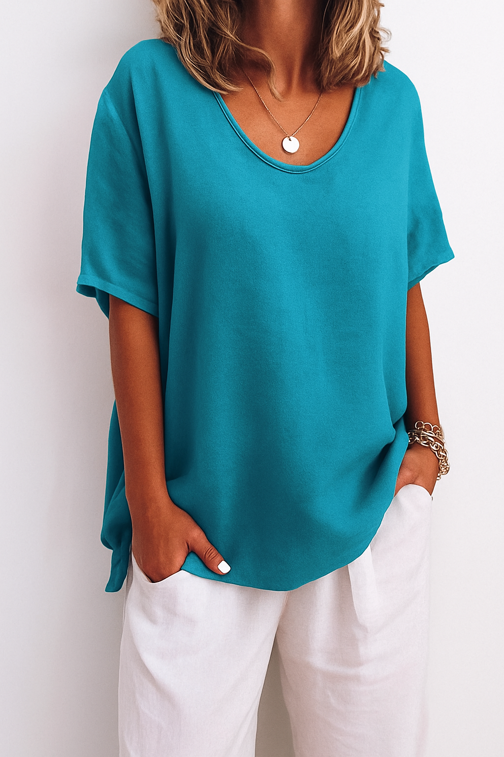 Women's Airy Cotton T-Shirt | Relaxed Fit Casual Top | Comfortable Summer Tee 5