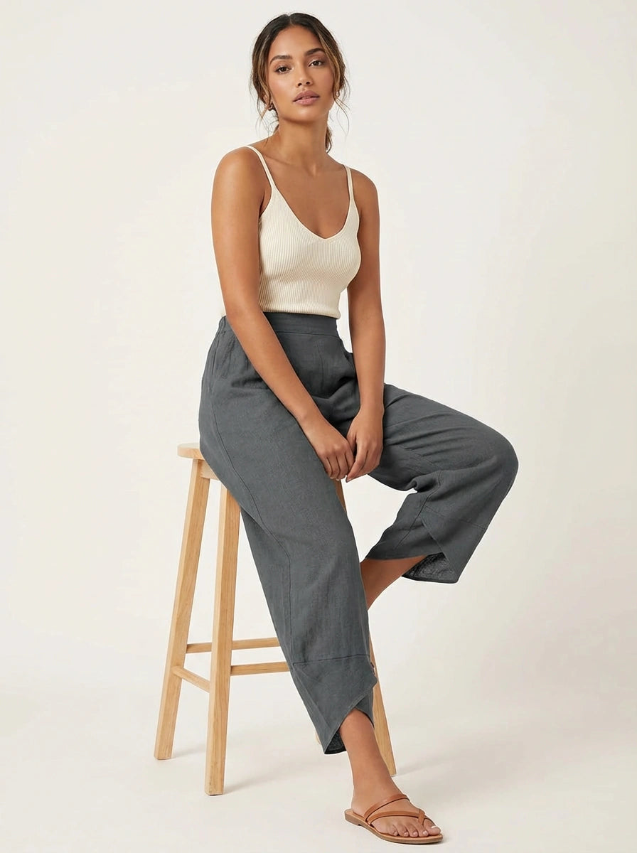 Women's Airy Fabric Trousers | Comfortable Wide-Leg Pants 1