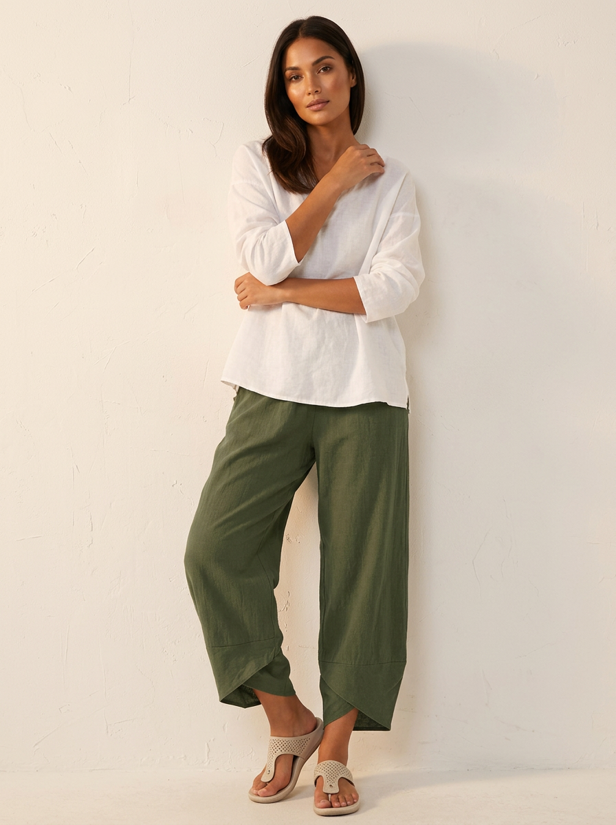 Women's Airy Fabric Trousers | Comfortable Wide-Leg Pants 3