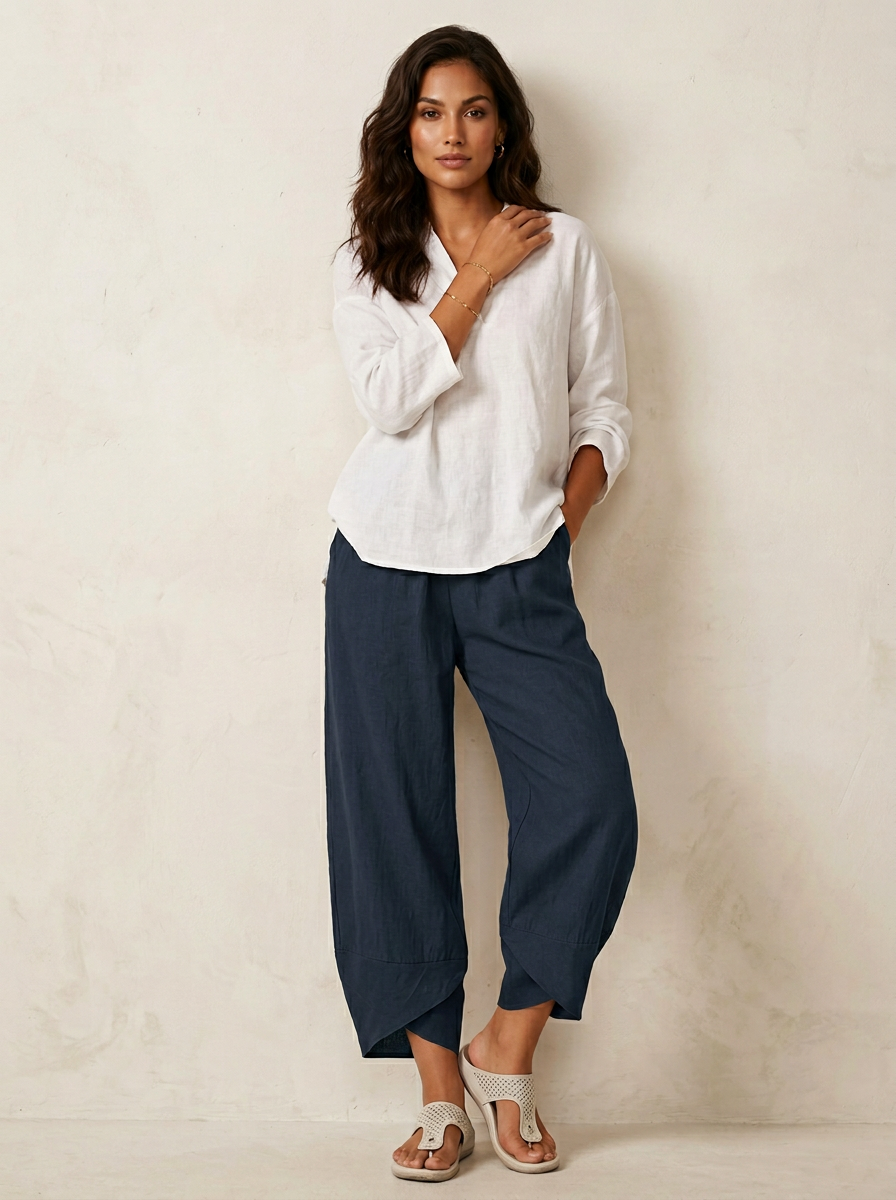 Women's Airy Fabric Trousers | Comfortable Wide-Leg Pants 4