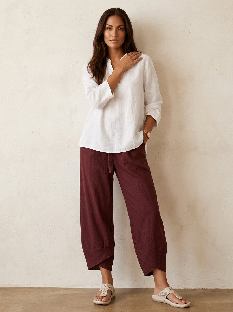 Women's Airy Fabric Trousers | Comfortable Wide-Leg Pants 6