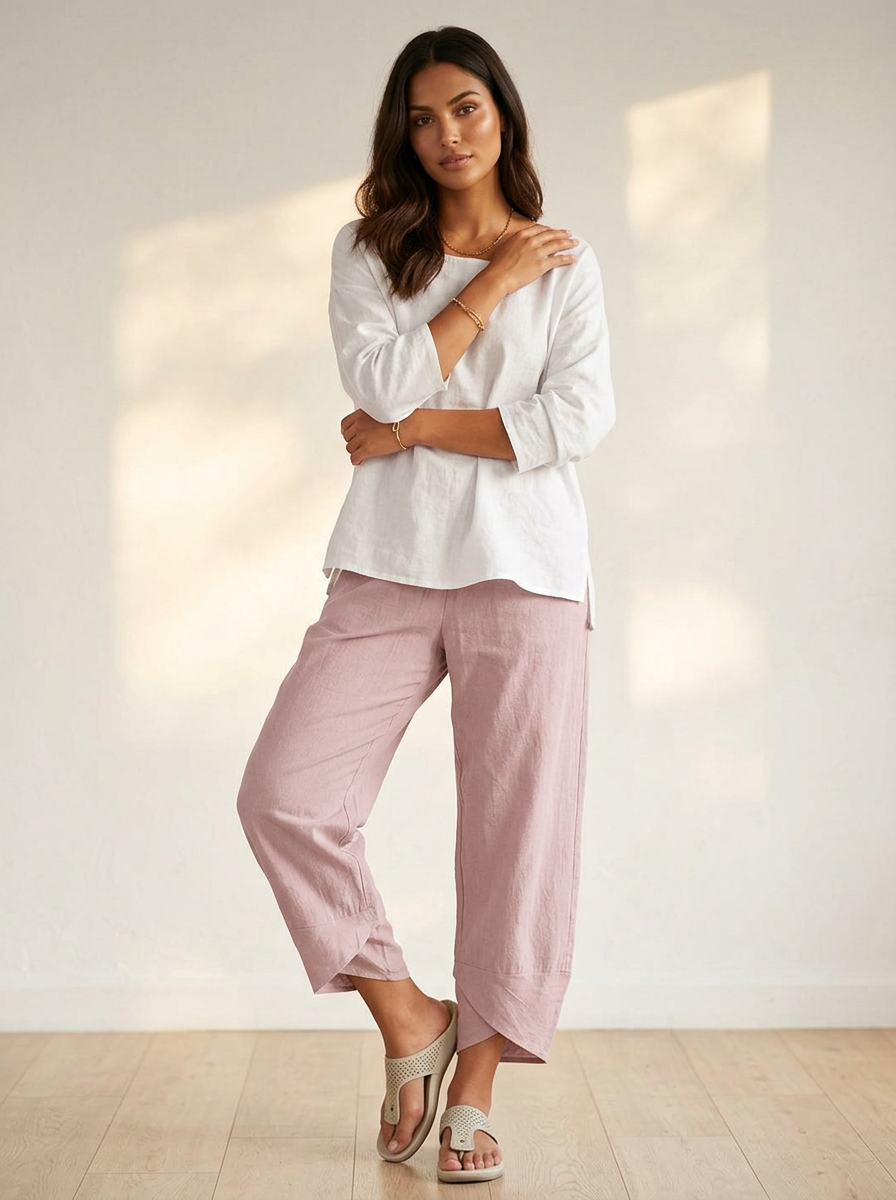 Women's Airy Fabric Trousers | Comfortable Wide-Leg Pants 7