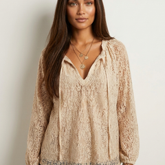 Women's Airy Lace Blouse | Lightweight Bohemian Summer Top with Relaxed Fit 0