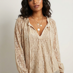 Women's Airy Lace Blouse | Lightweight Bohemian Summer Top with Relaxed Fit 1