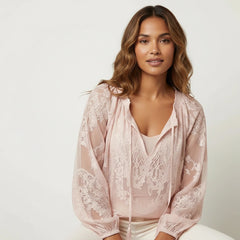 Women's Airy Lace Blouse | Lightweight Bohemian Summer Top with Relaxed Fit 6