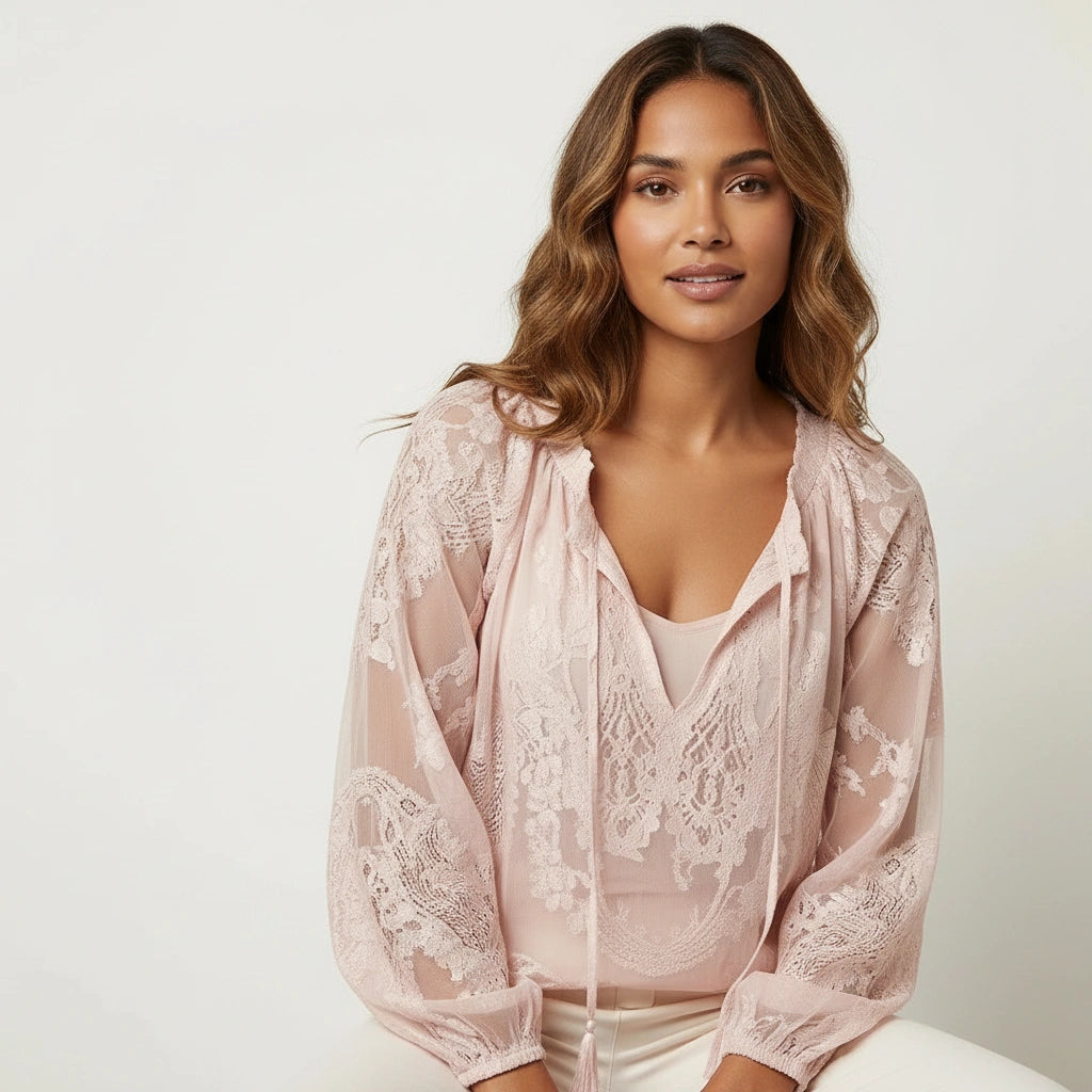 Women's Airy Lace Blouse | Lightweight Bohemian Summer Top with Relaxed Fit 6