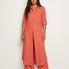 Women's Airy Linen Set | Elegant Long Blouse and Wide Trousers 1