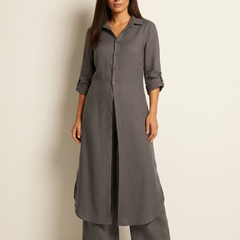 Women's Airy Linen Set | Elegant Long Blouse and Wide Trousers 3