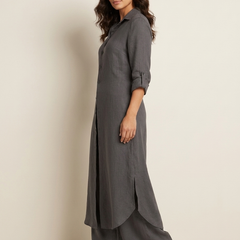 Women's Airy Linen Set | Elegant Long Blouse and Wide Trousers 4