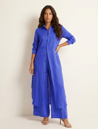 Women's Airy Linen Set | Elegant Long Blouse and Wide Trousers 5