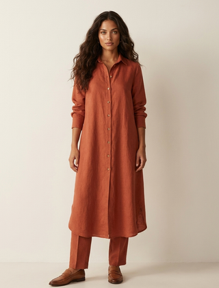 Women's Airy Linen Set | Elegant Long Blouse and Wide Trousers 6