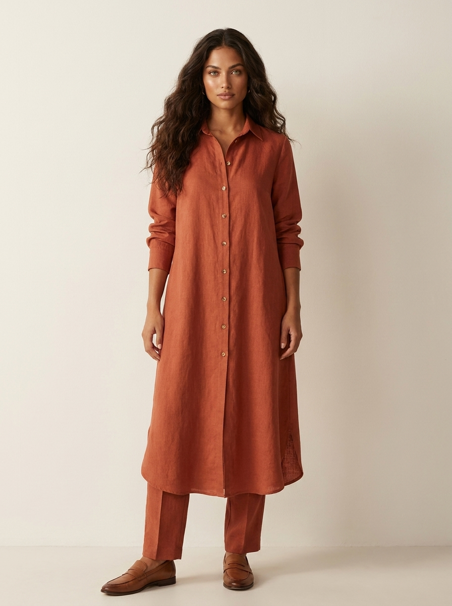 Women's Airy Linen Set | Elegant Long Blouse and Wide Trousers 6