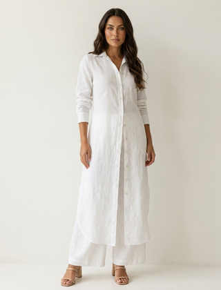 Women's Airy Linen Set | Elegant Long Blouse and Wide Trousers 8