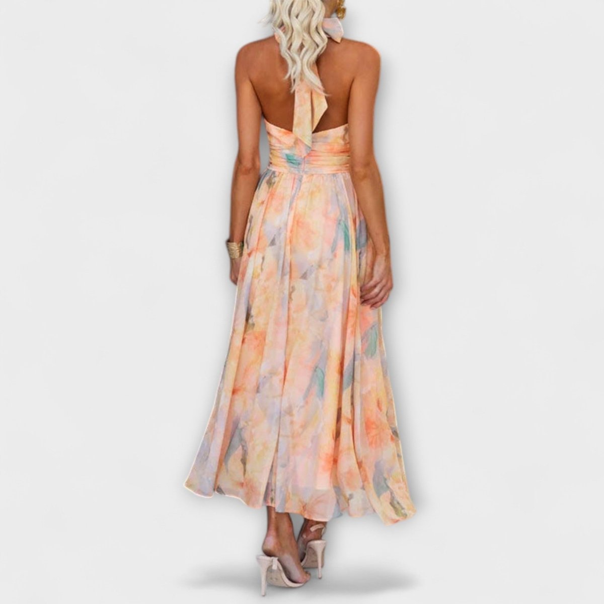 Women's Artistic Watercolor Maxi Dress | Elegant Long Sleeve Formal Gown 1