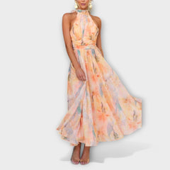 Women's Artistic Watercolor Maxi Dress | Elegant Long Sleeve Formal Gown 2