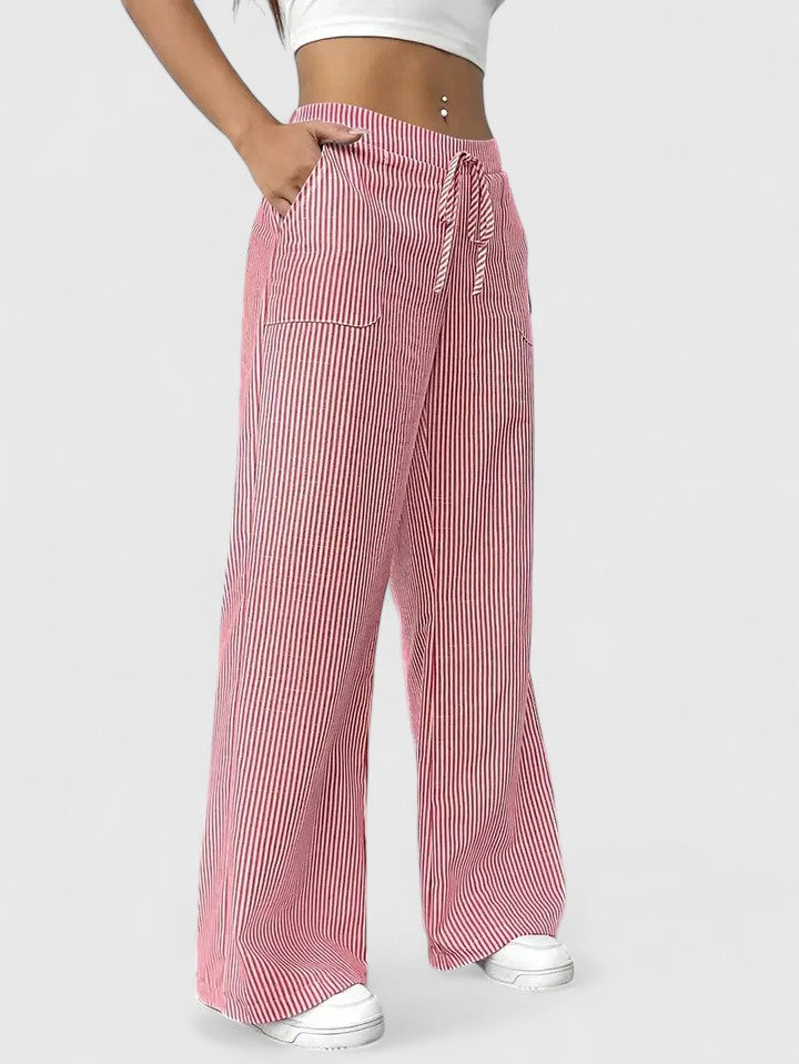 Women's Breathable Cotton Wide Leg Pants | Elegant Relaxed Fit Trousers 0