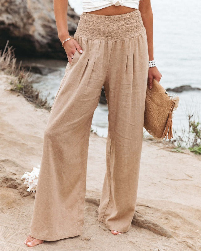 Women's Breathable Fabric Palazzo Pants | Elegant High-Waist Wide Leg Trousers for Summer 0