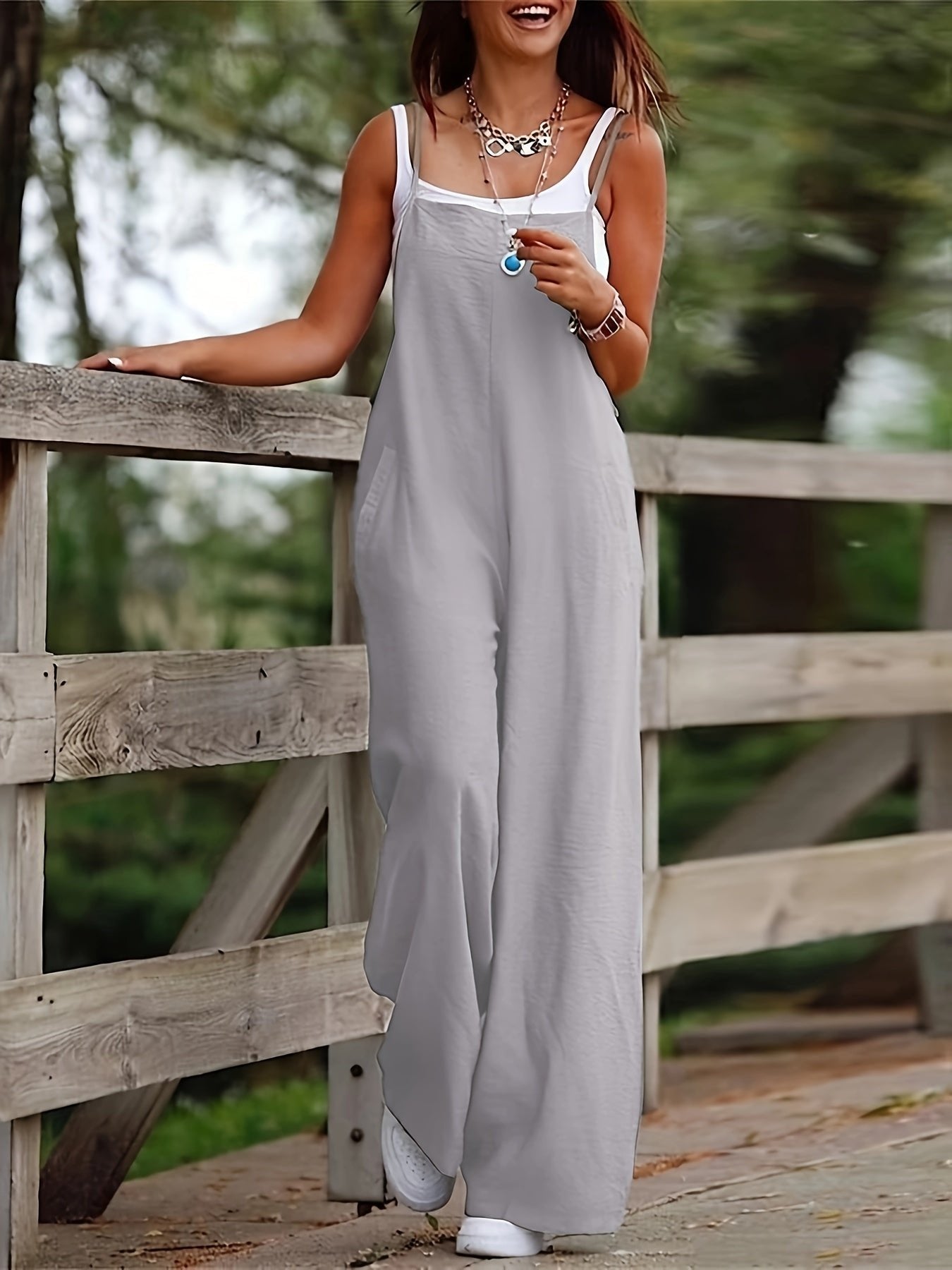 Women's Breathable Linen Jumpsuit | Elegant Wide Leg Summer Outfit 5