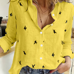 Women's Breathable Polyester Blouse | Elegant Printed Button Front Shirt 3