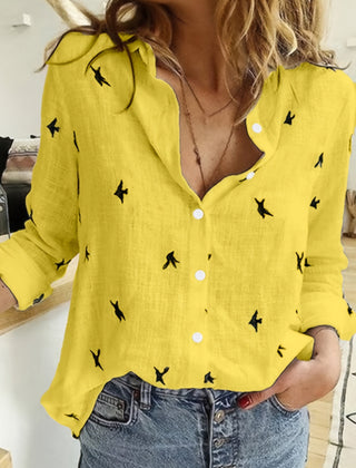 Women's Breathable Polyester Blouse | Elegant Printed Button Front Shirt 3