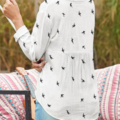 Women's Breathable Polyester Blouse | Elegant Printed Button Front Shirt 6