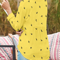 Women's Breathable Polyester Blouse | Elegant Printed Button Front Shirt 7