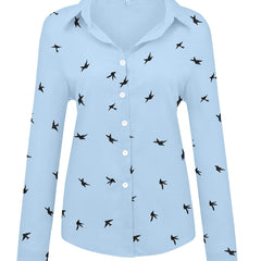 Women's Breathable Polyester Blouse | Elegant Printed Button Front Shirt 8