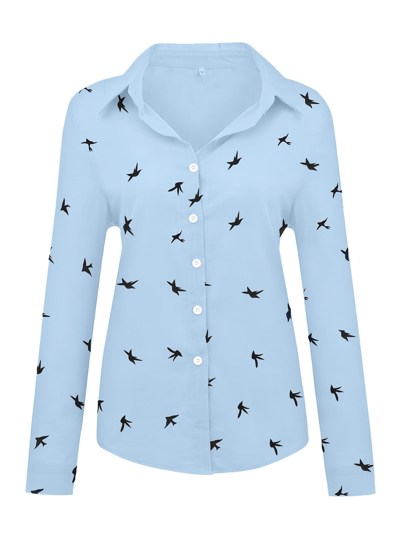 Women's Breathable Polyester Blouse | Elegant Printed Button Front Shirt 8